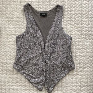 Silver Beaded Vest Size Small